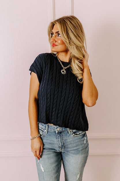 Meet Your Destiny Knit Top In Navy