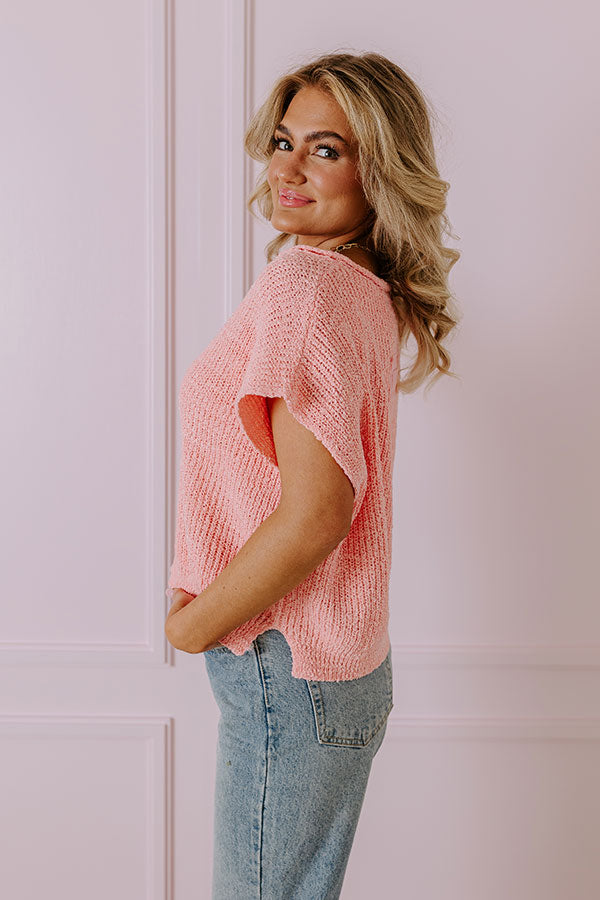 Vacay Ready Knit Top in Pink