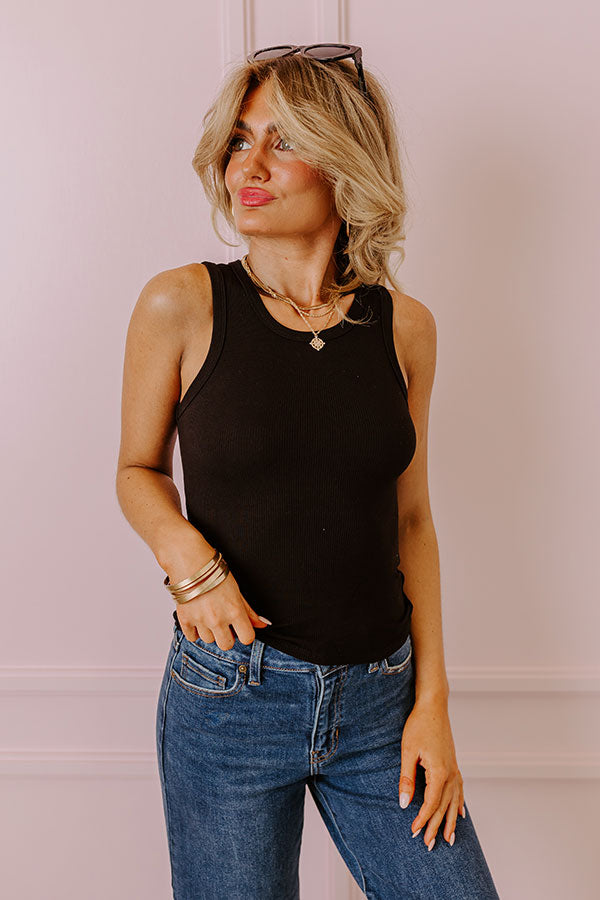 Not Your Basic Ribbed Top In Black