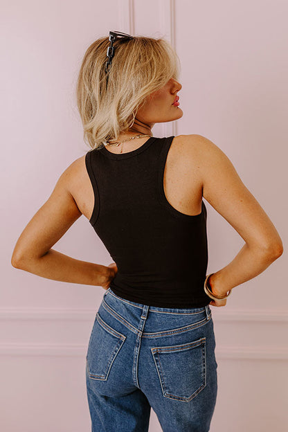 Not Your Basic Ribbed Top In Black