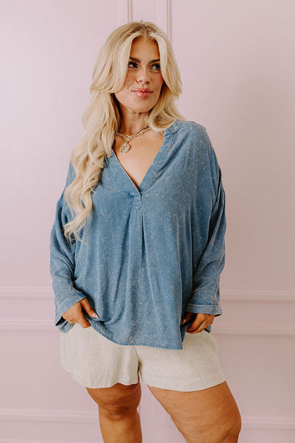 Casual Brunch Mineral Wash Shift Top Curves