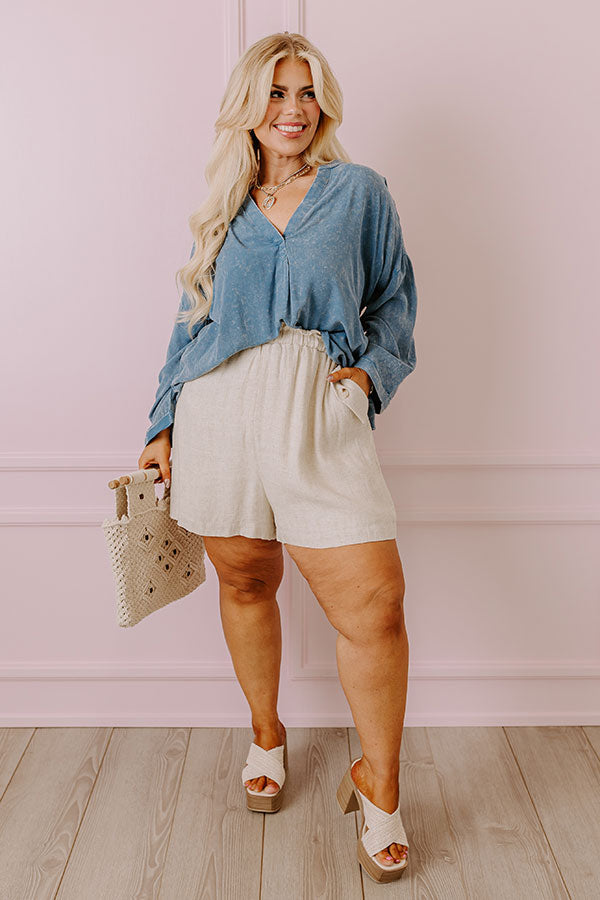 Casual Brunch Mineral Wash Shift Top Curves