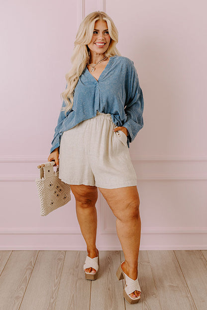 Casual Brunch Mineral Wash Shift Top Curves