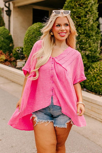 Brunch Voyage Babydoll Top in Pink Curves