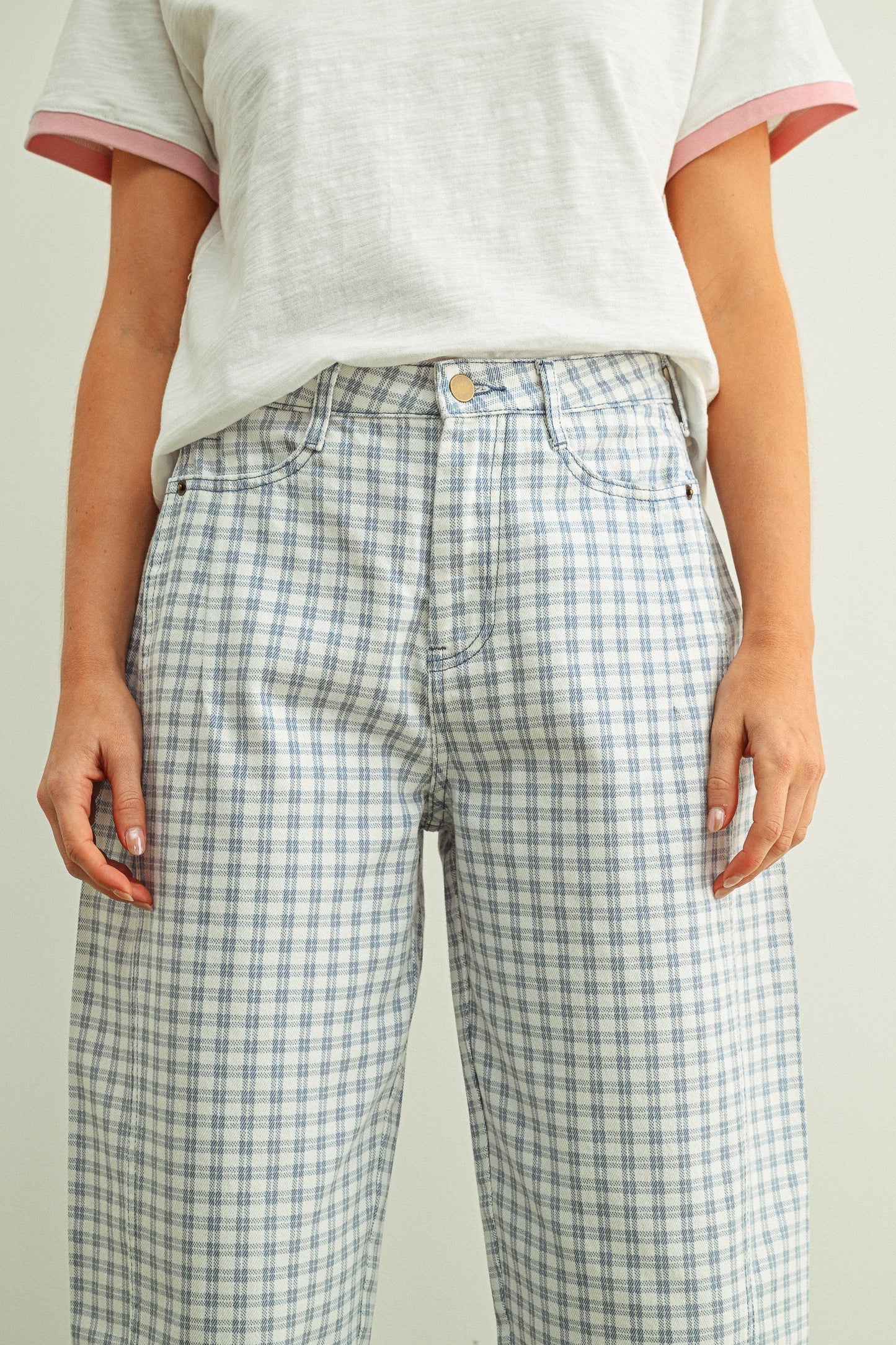 Checked Out Denim Pants