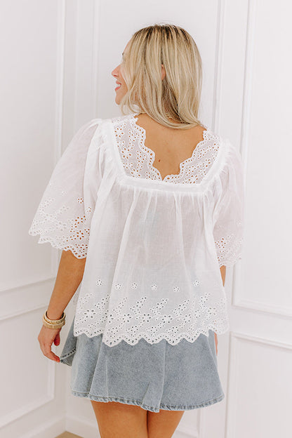 Sun-kissed Serenade Eyelet Top in White