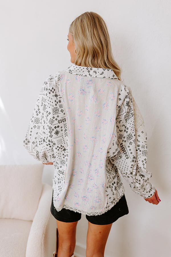 Boho Chic Lace Button Up in White