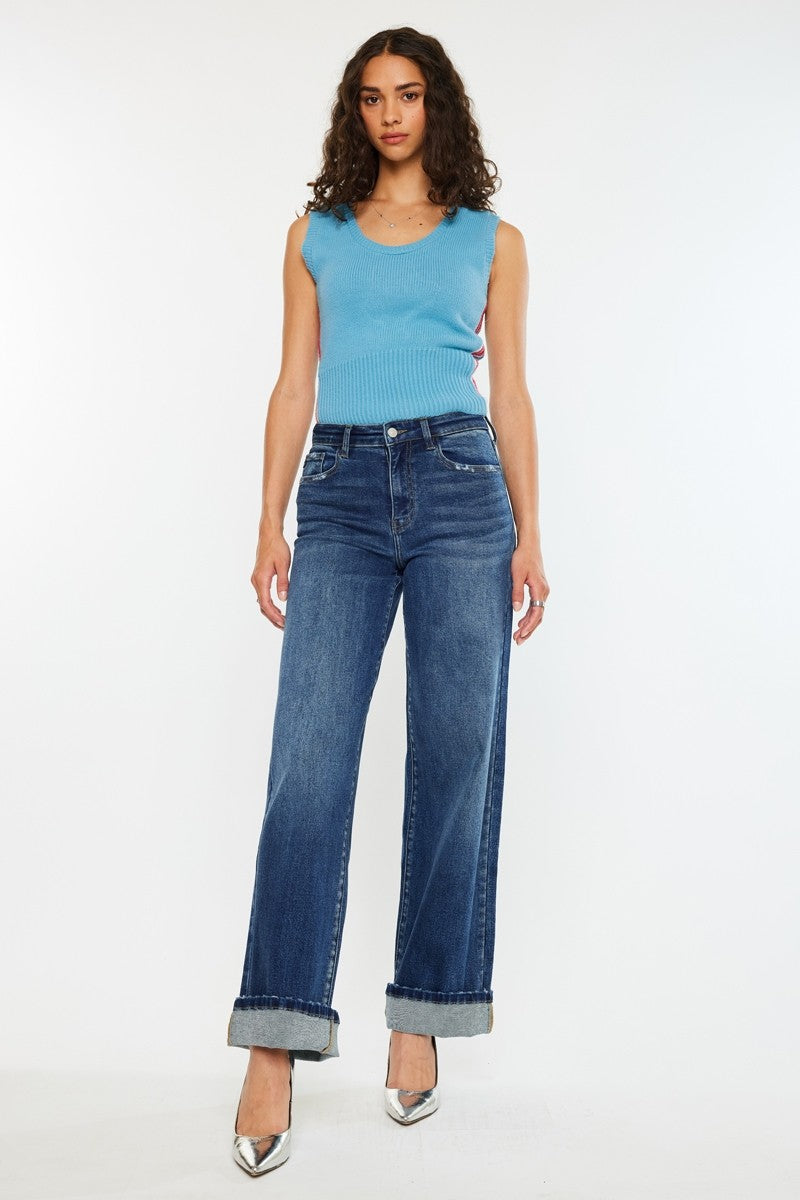 Kancan Stella HR Wide Leg Jean