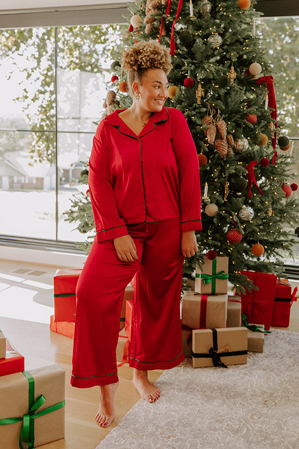 Feeling Luxurious Satin Pajama Top in Red Curves