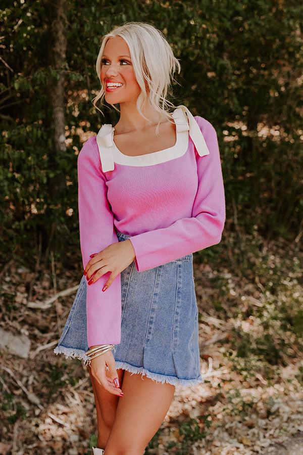 Small Town Bistro Knit Top in Pink