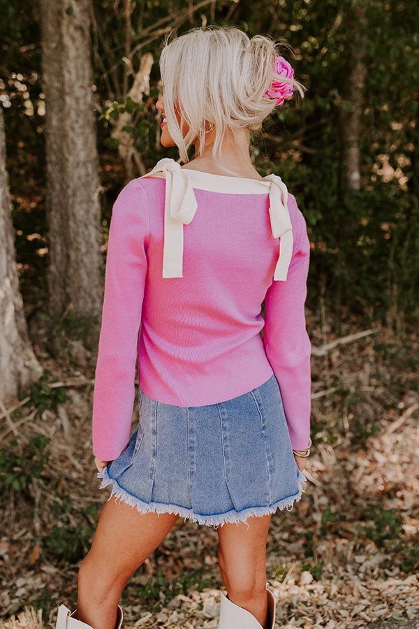 Small Town Bistro Knit Top in Pink