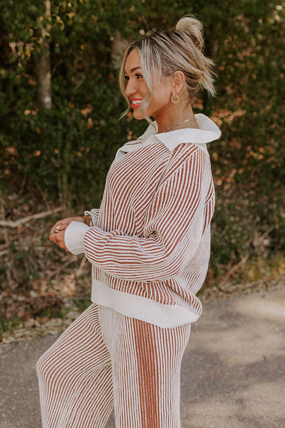 Uptown Chic Ribbed Sweater Top in Ivory