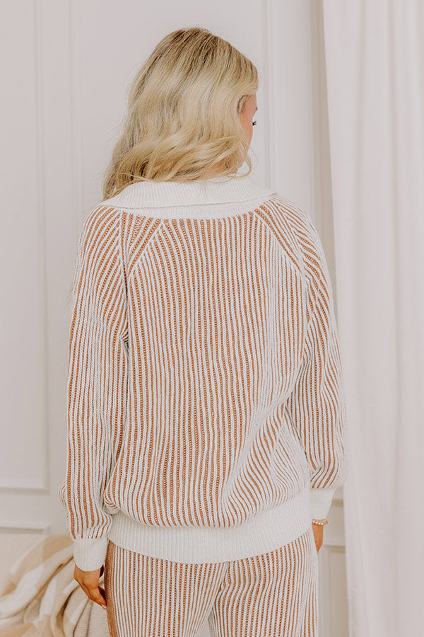 Uptown Chic Ribbed Sweater Top in Ivory