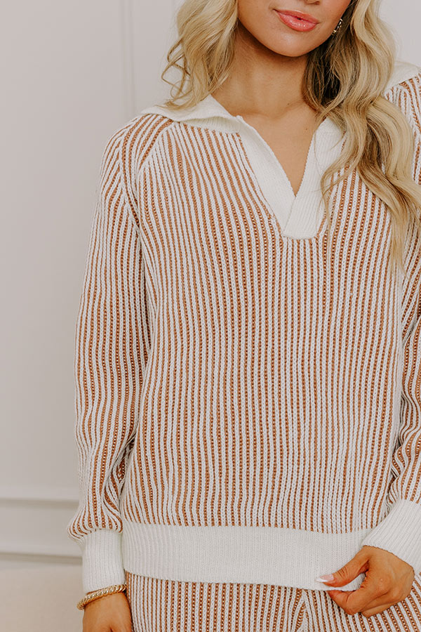 Uptown Chic Ribbed Sweater Top in Ivory