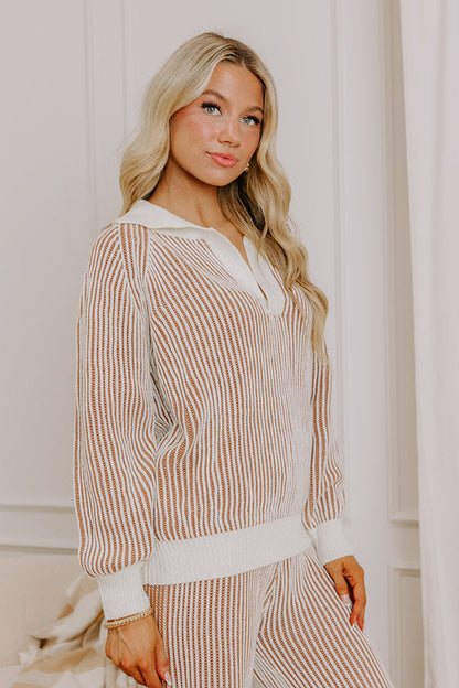 Uptown Chic Ribbed Sweater Top in Ivory