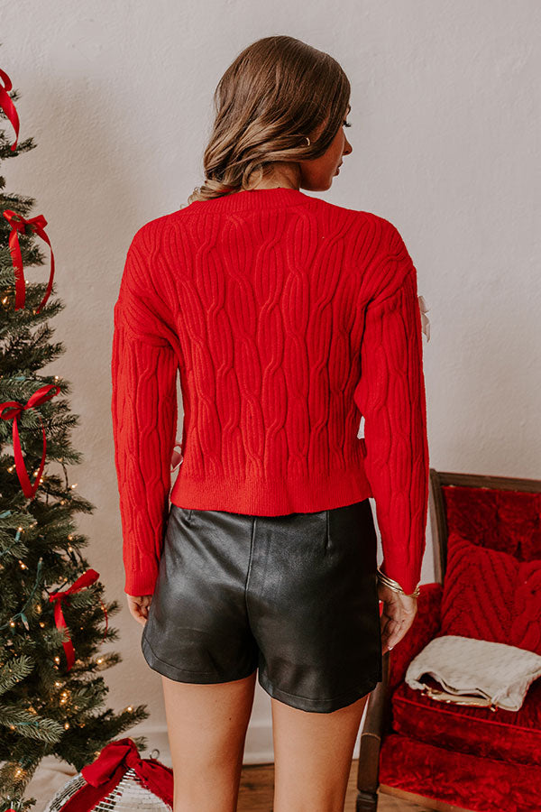 Better Bow-lieve It Cable Knit Sweater Top