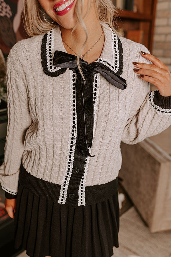 Cozy Cues Cable Knit Sweater Top in Stone