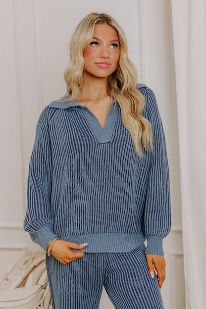 Uptown Chic Ribbed Sweater Top in Riverside