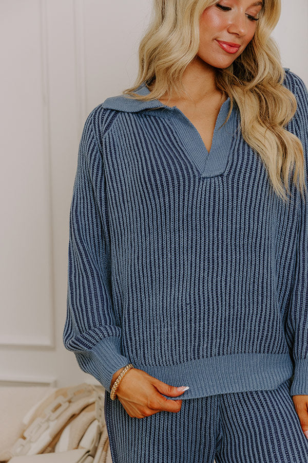 Uptown Chic Ribbed Sweater Top in Riverside