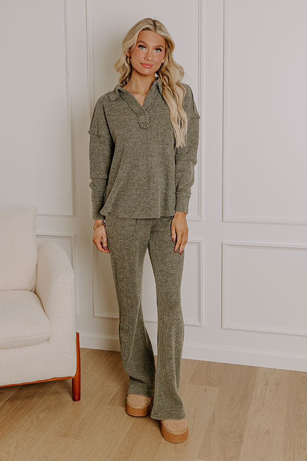 Cozy Haven Vintage Wash Knit Top in Olive