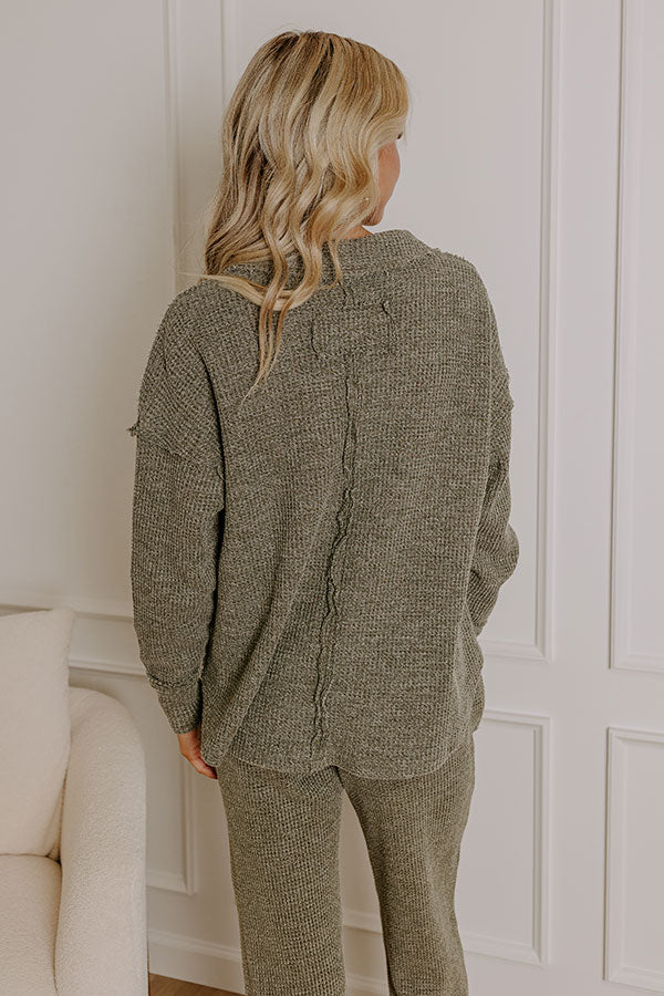 Cozy Haven Vintage Wash Knit Top in Olive