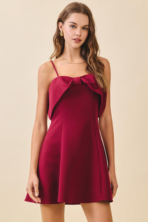 Bordeaux Bow Mini Dress