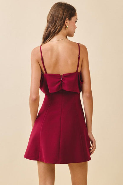 Bordeaux Bow Mini Dress