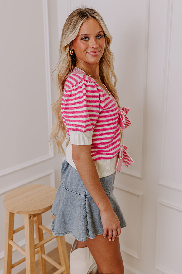 Sweetest Smile Stripe Knit Top in Pink