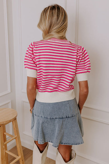 Sweetest Smile Stripe Knit Top in Pink