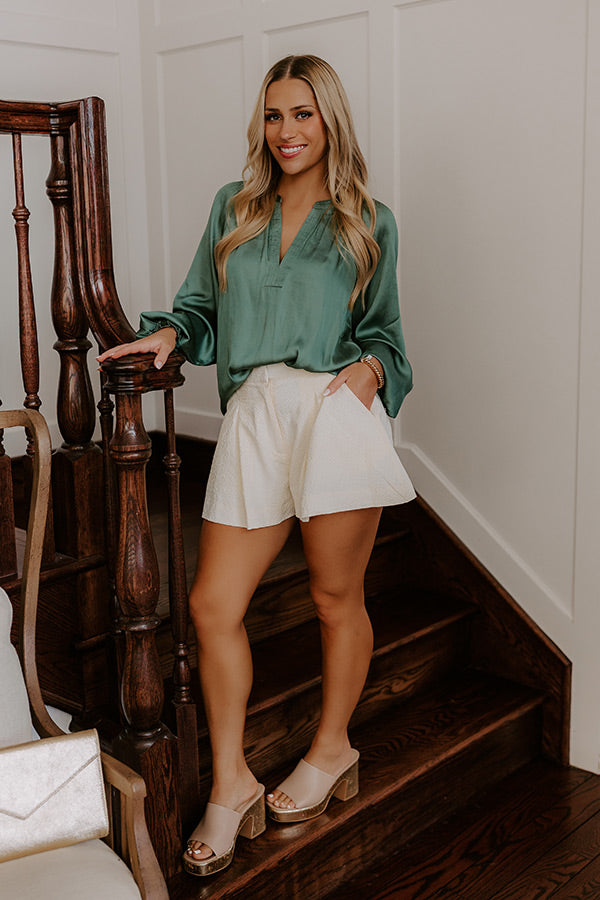 Manhattan Skyline Satin Top in Olive
