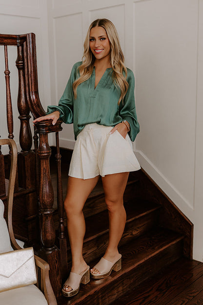 Manhattan Skyline Satin Top in Olive