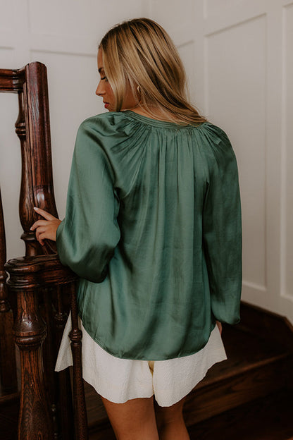 Manhattan Skyline Satin Top in Olive
