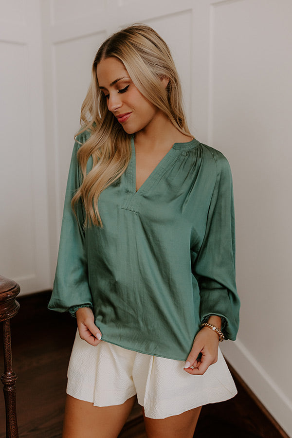 Manhattan Skyline Satin Top in Olive