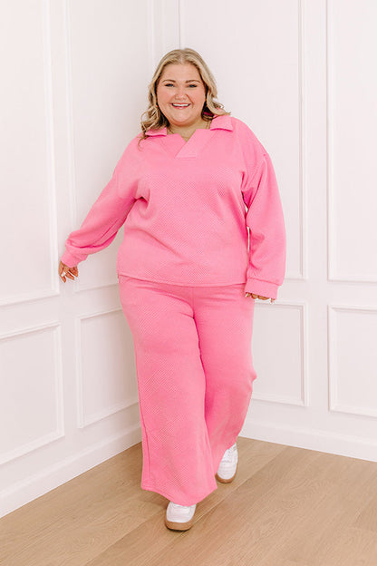 Lattes First Sweatshirt in Bubblegum Pink Curves