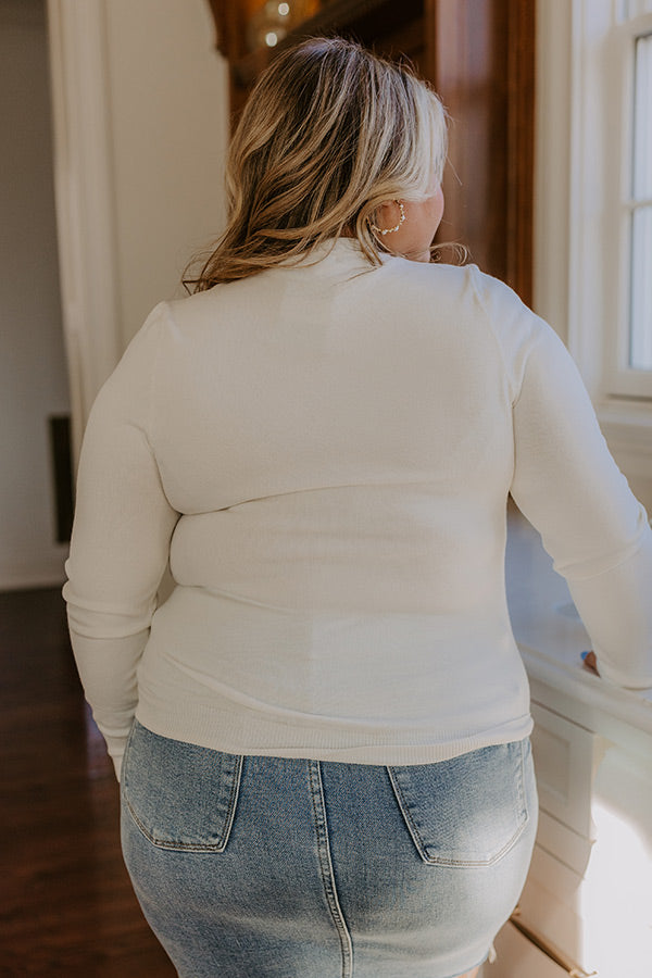 Breezy Chic Knit Sweater Top in Ivory Curves
