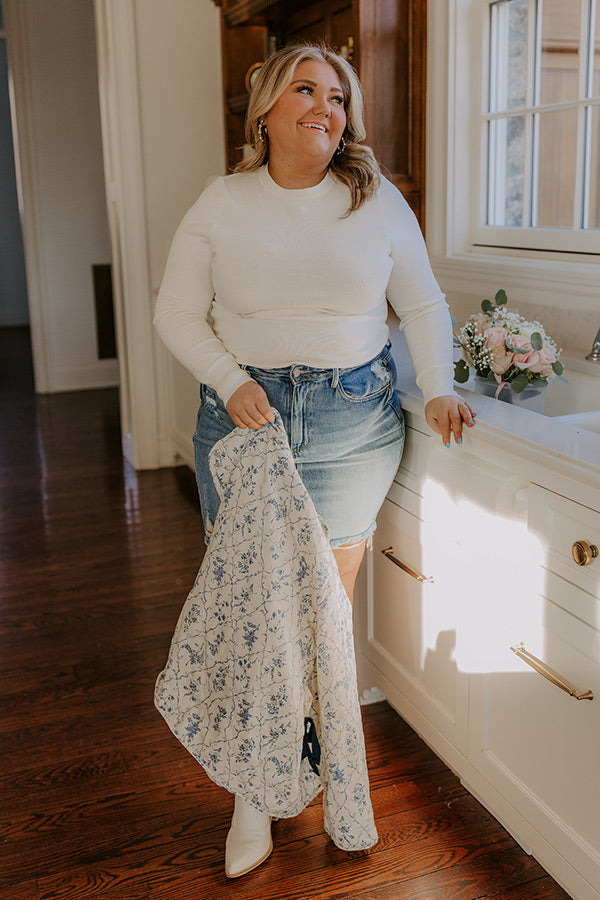 Breezy Chic Knit Sweater Top in Ivory Curves