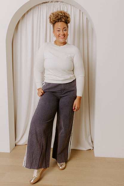 Breezy Chic Knit Sweater Top in Ivory Curves