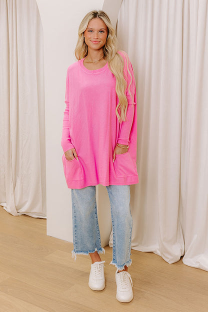 Always Cozy Sweater Top in Bubblegum Pink