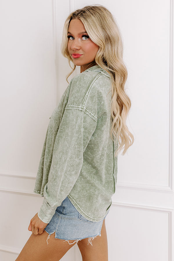 Timeless Classic Mineral Wash Tee in Sage