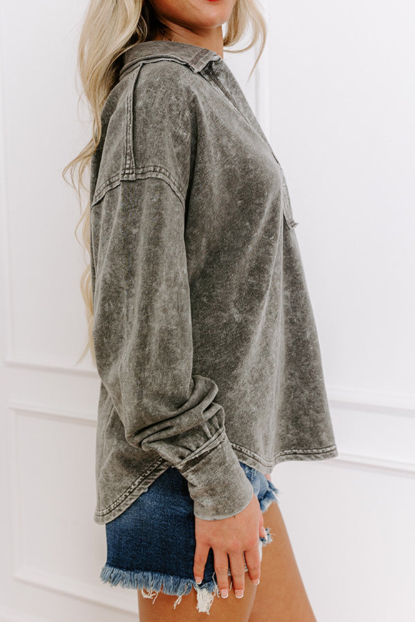 Timeless Classic Mineral Wash Tee in Charcoal