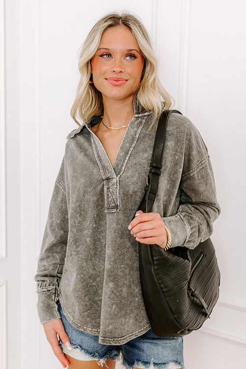 Timeless Classic Mineral Wash Tee in Charcoal