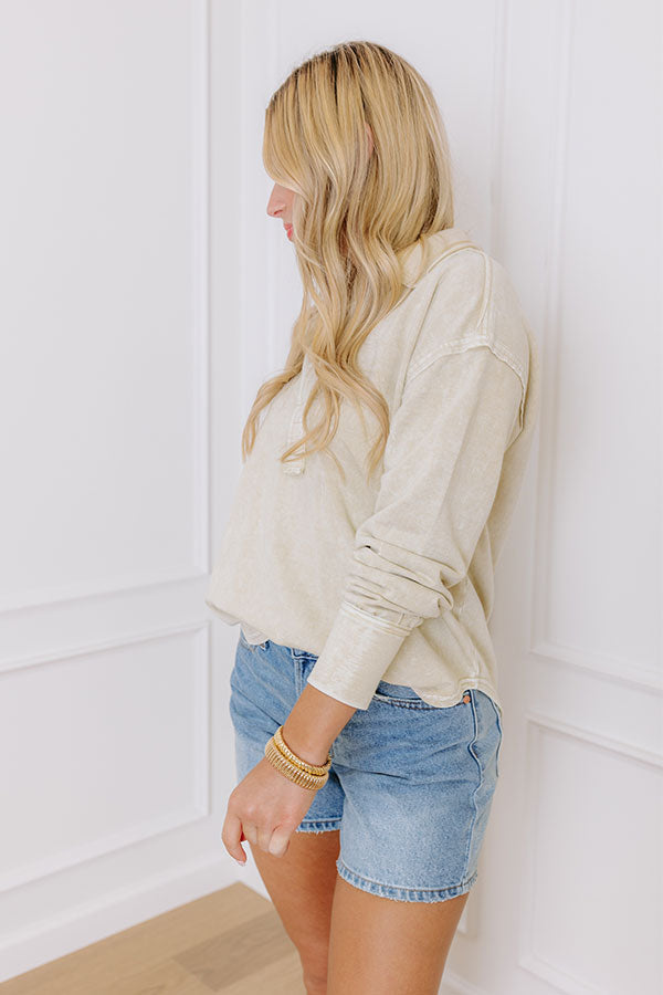 Timeless Classic Mineral Wash Tee in Light Beige