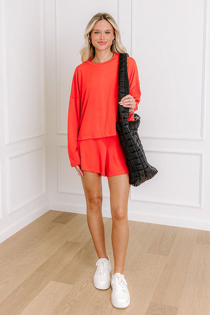 Flight Plans Knit Tee in Scarlet