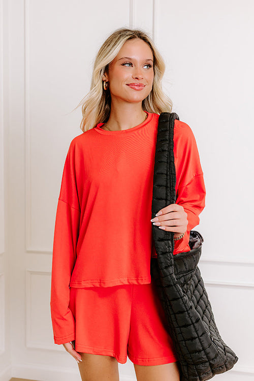 Flight Plans Knit Tee in Scarlet