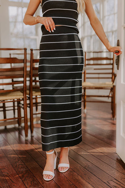 Miami Brunch Stripe Midi Skirt