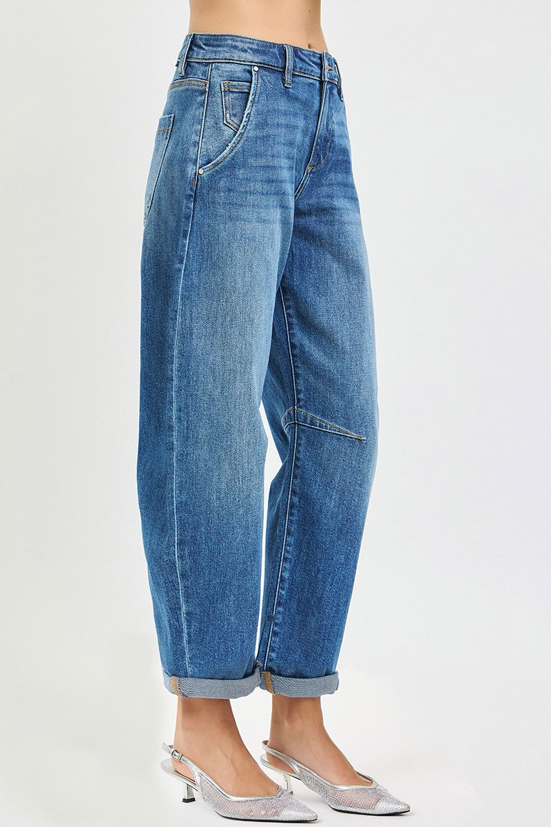 Risen Slouchy Cropped Barrel Jeans