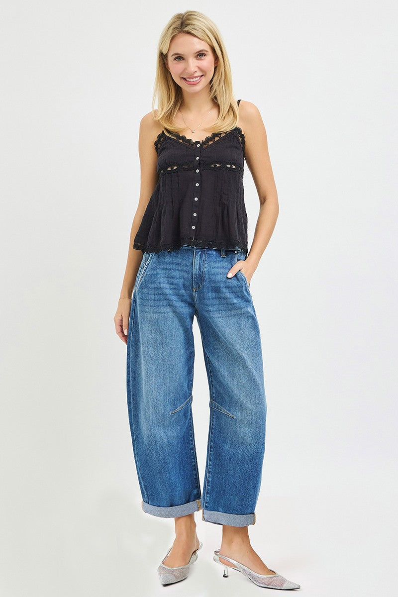 Risen Slouchy Cropped Barrel Jeans