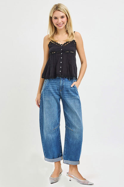 Risen Slouchy Cropped Barrel Jeans