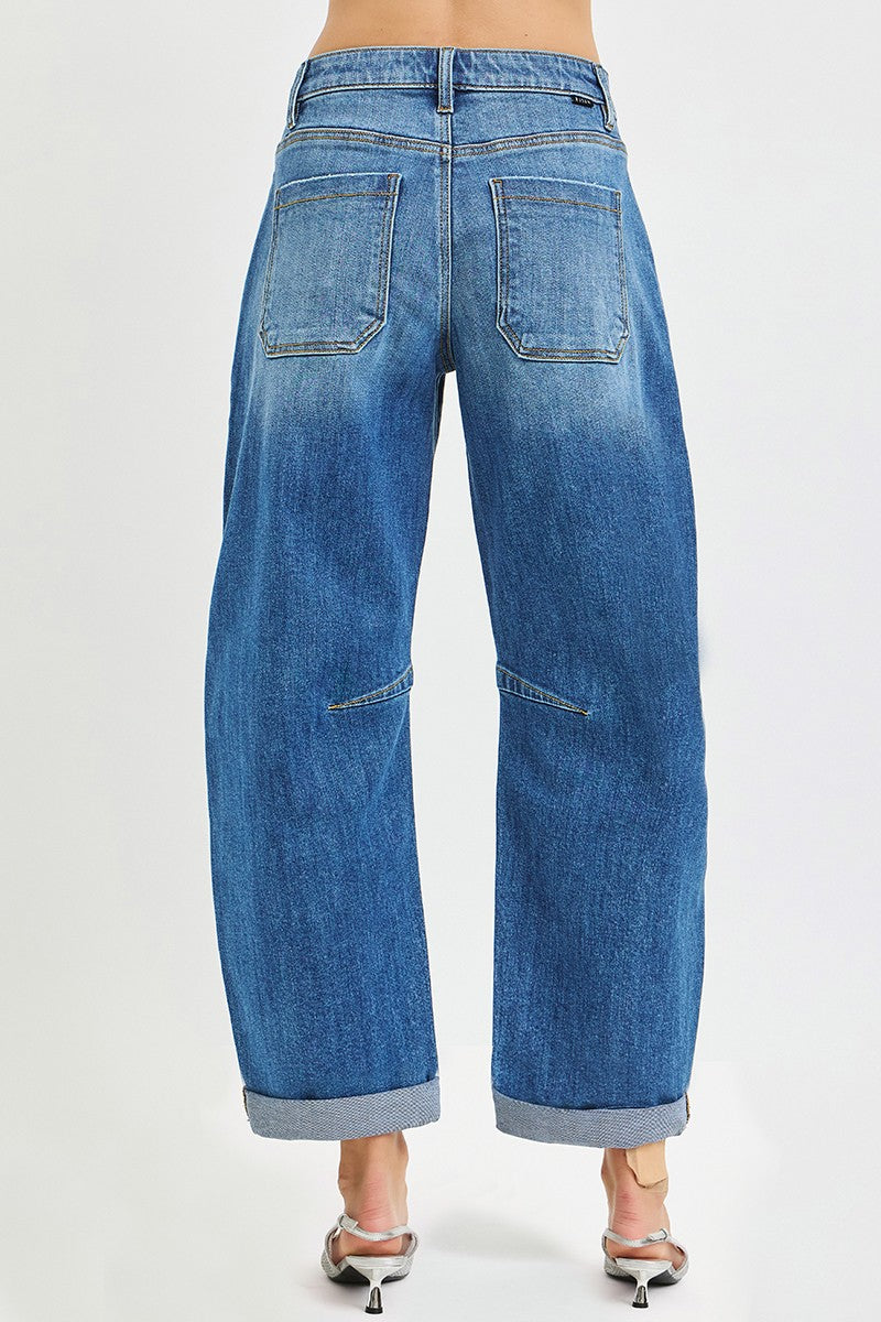 Risen Slouchy Cropped Barrel Jeans