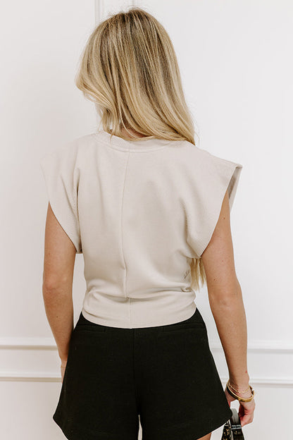 Cocktails And Chit Chat Ribbed Top in Oatmeal